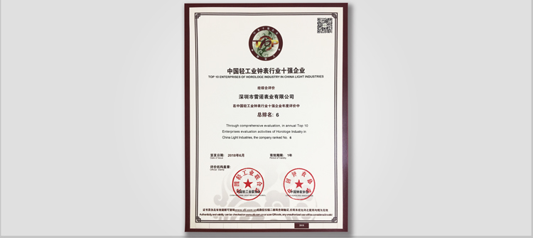 Top Ten in the horological industry of China Light industry